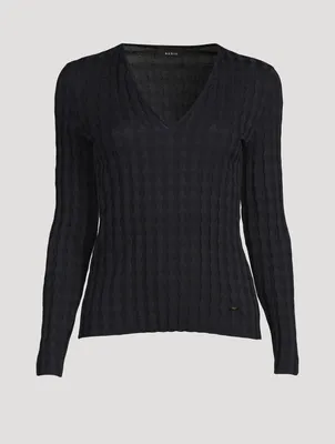Trapezoid Jacquard Silk Cotton Sweater