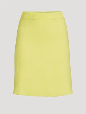 Cashmere Piqué Midi Skirt