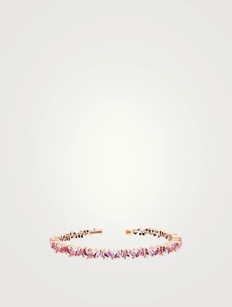 Fireworks 18K Rose Gold Frenzy Bangle Bracelet With Pink Sapphires And Diamonds