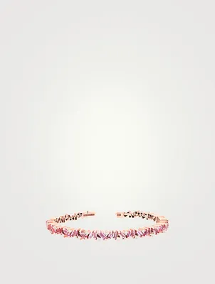 Fireworks 18K Rose Gold Frenzy Bangle Bracelet With Pink Sapphires And Diamonds