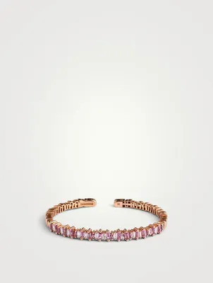 Fireworks 18K Rose Gold Bangle Bracelet With Pink Sapphires And Diamonds