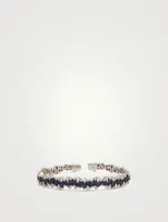 Fireworks 18K White Gold Flexible Bangle Bracelet With Dark Blue Sapphires And Diamonds
