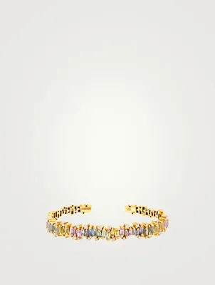 Pastel Fireworks 18K Gold Flexible Bangle Bracelet With Sapphires And Diamonds