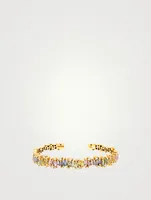 Pastel Fireworks 18K Gold Flexible Bangle Bracelet With Sapphires And Diamonds