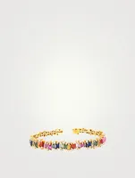 Rainbow Fireworks 18K Gold Flexible Bangle Bracelet With Sapphires And Diamonds