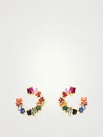 Isla 18K Gold Spiral Hoop Earrings With Rainbow Sapphires And Diamonds