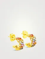 Pastel Fireworks 18K Gold Huggie Hoop Earrings With Sapphires And Diamonds