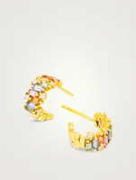 Pastel Fireworks 18K Gold Huggie Hoop Earrings With Sapphires And Diamonds