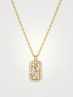 Baby 18K Gold Fireworks Dog Tag Pendant Necklace With Diamonds