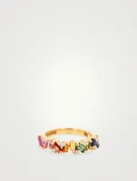 Rainbow Fireworks 18K Gold Frenzy Half Band Ring With Sapphires And Diamonds