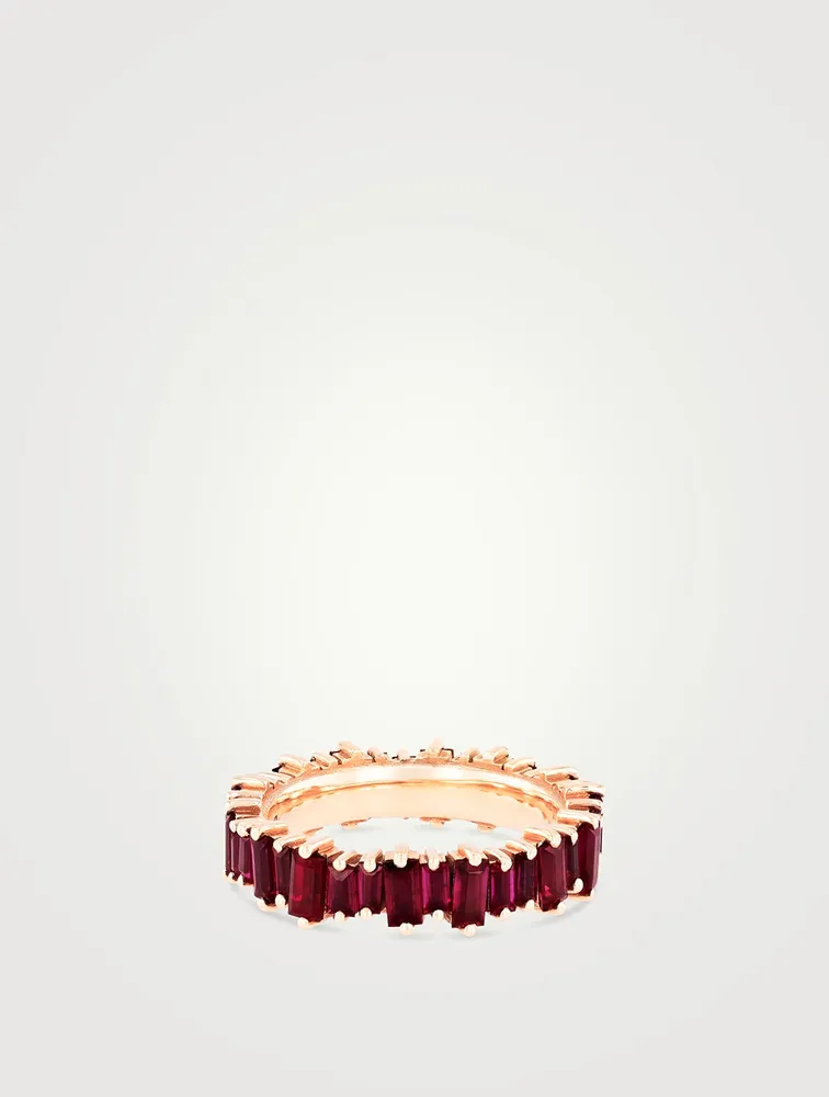 Fireworks 18K Rose Gold Eternity Band With Rubies