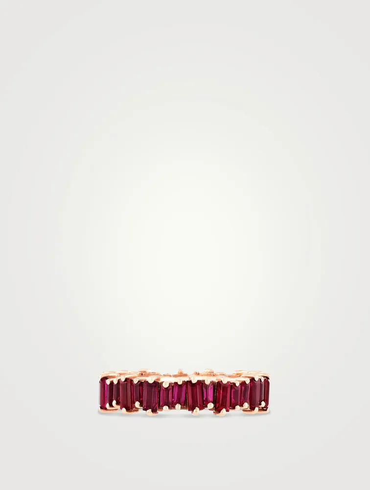 Fireworks 18K Rose Gold Eternity Band With Rubies