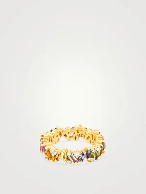 Pastel Fireworks 18K Gold Frenzy Eternity Band Ring With Sapphires And Diamonds