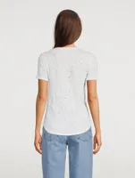 Slub Jersey V-Neck T-Shirt Paint Splatter Print