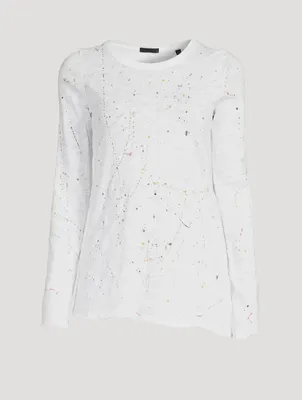 Slub Jersey Long-Sleeve T-Shirt Paint Splatter Print