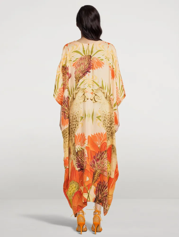 Xim Maxi Kaftan With Cheetah Print