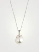 18K White Gold Pendant Necklace With South Sea Pearl And Diamonds