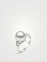 18K White Gold South Sea Pearl Ring With Diamonds