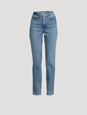 Good Classic Slim-Leg High-Waisted Jeans With Fray Hem