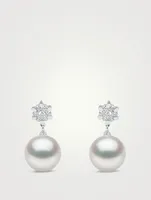 18K White Gold South Sea Pearl Earrings With Diamonds