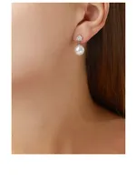 18K White Gold South Sea Pearl Earrings With Diamonds