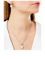 18K White Gold Heart Pendant Necklace With South Sea Pearl And Diamonds