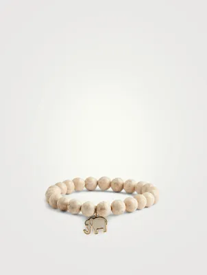 Beaded Bracelet With 14K Gold Elephant Charm