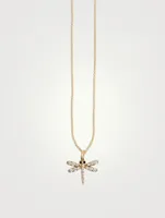 14K Gold Dragonfly Pendant Necklace With Diamonds