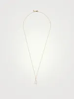 14K Gold Wishbone Pendant Necklace With Diamonds