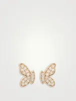 14K Gold Half Butterfly Stud Earrings With Diamonds