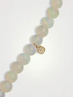 Beaded Bracelet With 14K Gold Diamond Conch Shell Charm