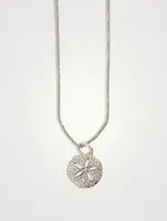 14K White Gold Sand Dollar Pendant Necklace With Diamonds