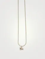 14K Gold Small Shark Pendant Necklace With Diamonds