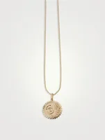 14K Gold Nautilus Fossil Pendant Necklace With Diamonds