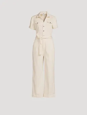 Anessa Puff-Sleeve Belted Jumpsuit