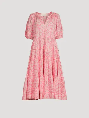 The Pleated Ravine Midi Dress Floral Print