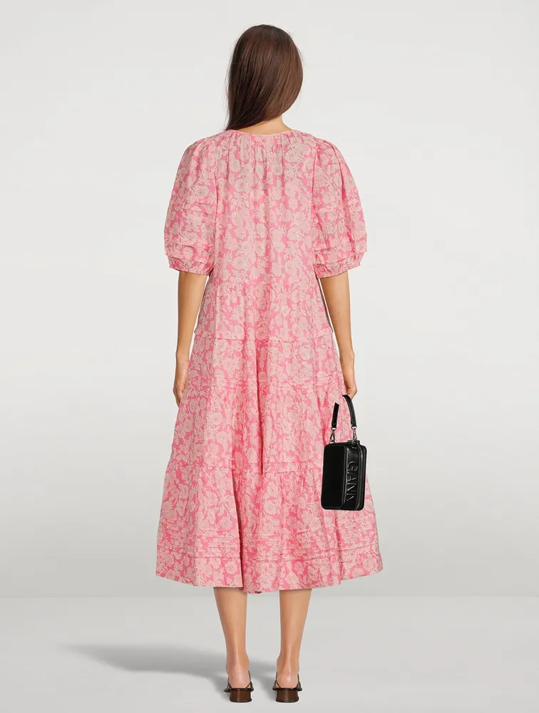 The Pleated Ravine Midi Dress Floral Print