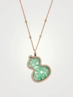 Wulu 18K Rose Gold Lace Jade Necklace With Diamonds