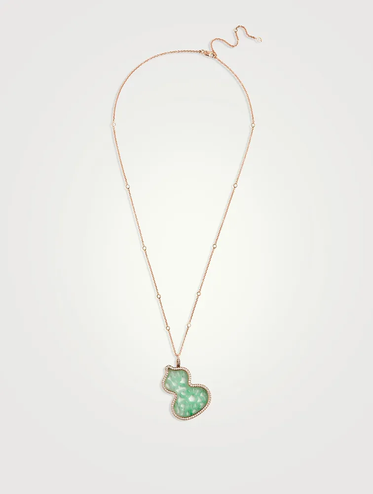 Wulu 18K Rose Gold Lace Jade Necklace With Diamonds
