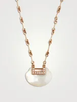 Medium Yu Yi 18K Rose Gold Necklace With Mother-Of-Pearl And Diamonds