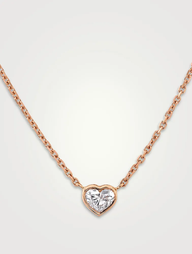 18K Rose Gold Bezel Heart Diamond Necklace