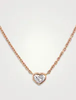 18K Rose Gold Bezel Heart Diamond Necklace