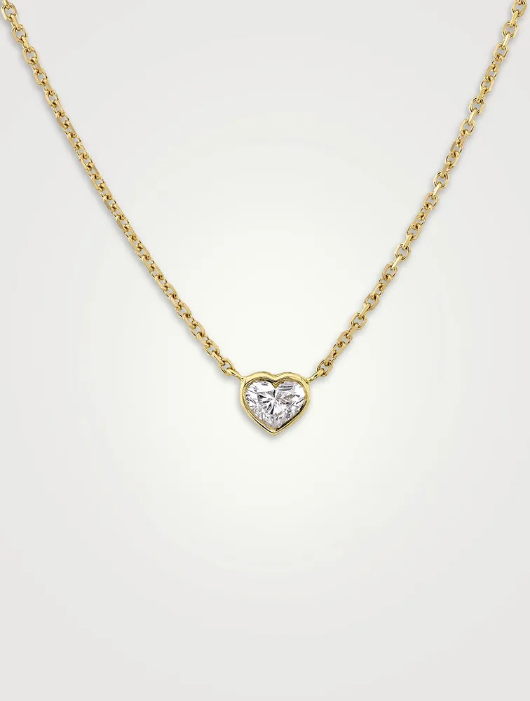 18K Gold Bezel Heart Diamond Necklace