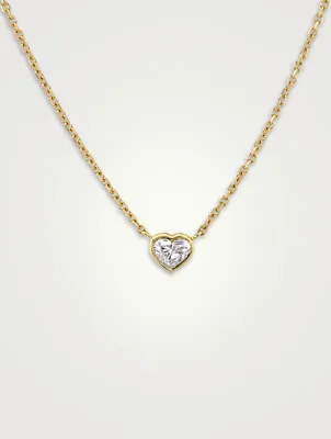 18K Gold Bezel Heart Diamond Necklace