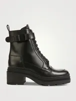 Vara Bow Leather Combat Boots