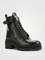 Vara Bow Leather Combat Boots