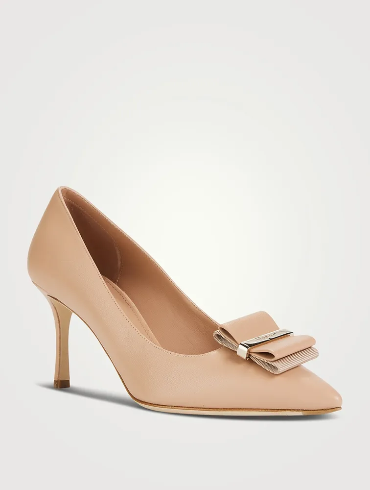 Winnie Double Bow Leather Pumps