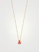 Wulu 18K Rose Gold Necklace Red Agate And Diamonds
