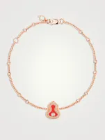 Wulu 18K Rose Gold Bracelet With Red Agate And Diamonds