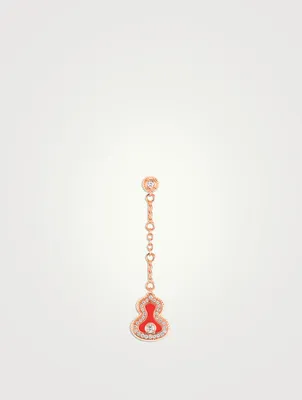 Wulu 18K Rose Gold Drop Earring With Red Agate And Diamonds